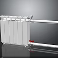 Modern White Radiator With Multiple Fins Red Valve And Connecting Pipes