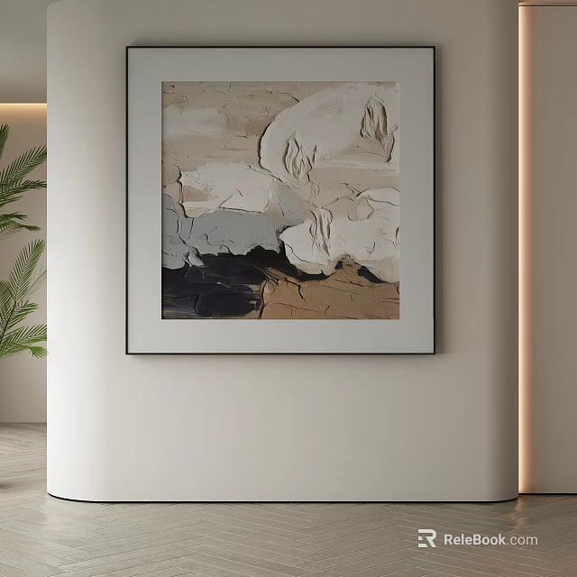 Abstract Painting With Neutral Tones Textured Brushstrokes Minimalist Interior Wall Art 3d model 