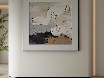 Abstract Painting With Neutral Tones Textured Brushstrokes Minimalist Interior Wall Art 3d model