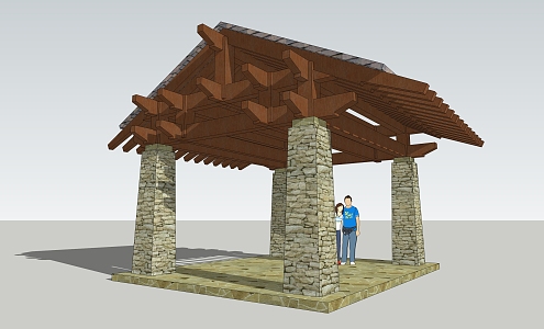 New Chinese pavilion landscape pavilion 3d model