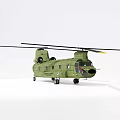 Green Military Helicopter With Twin Rotors Fuselage Windows And Landing Gear
