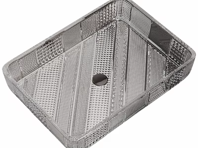 Stainless Steel Washbasin With Grid Pattern And Central Drain Hole For Modern Bathroom 3d model