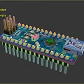 Blue Computer Circuit Board With Chip USB Port And Metal Electronic Pins