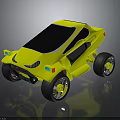 Yellow Futuristic Concept Car With Unique Design Black Glass Windows And Stylish Wheels