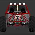 Off Road Dune Buggy With Red Tubular Frame Two Black Seats And Large Tires