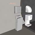 Minotii White Modern Public Facilities With Hand Sanitizer Dispensers And Waste Bins