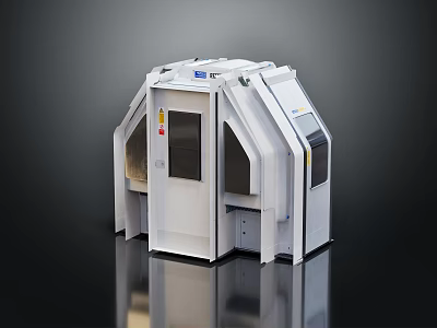 White Industrial Equipment Machine With Transparent Windows And Control Panel 3d model