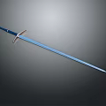 Elegant Long Blade Sword With Blue Hilt And Metal Accents Design