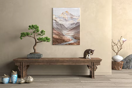 Quiet Long Stool Log Stool Low Stool Log Stool Single Stool Potted Plant 3d model