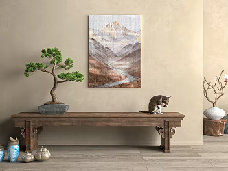 Quiet Long Stool Log Stool Low Stool Log Stool Single Stool Potted Plant 3d model