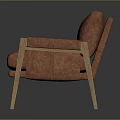 Stylish Modern Orange Armchair With Upholstered Fabric Seat And Wooden Frame
