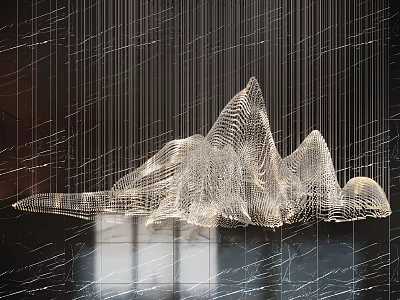 Mountain Inspired Crystal Chandelier With Modern Metal Structure And Hanging Glass Strands 3d model