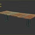 Modern Minimalist Long Table With Red Wooden Tabletop Natural Grain And Black Metal Legs