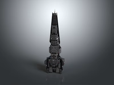 Futuristic Mechanical Tower Structure With Detailed Metallic Vertical Sci Fi Design 3d model