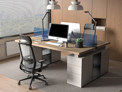 Modern Office Desk and Chair Staff Station Computer Desk and Chair 3d model