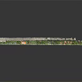 Weathered Red Brick Wall Structure With Gray Top And Grass At Base
