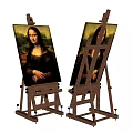 Wooden Adjustable Easels Holding Mona Lisa Painting For Art Studio Display Use