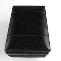 Stylish Black Leather Ottoman With Thick Cushion Stitched Design And Sturdy Legs For Living Room