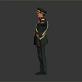 Military Officer in Green Uniform with Decorations Standing Arms Outstretched
