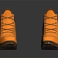 Orange Outdoor Work Boots With Brown Collar Laces And Thick Rubber Sole Design