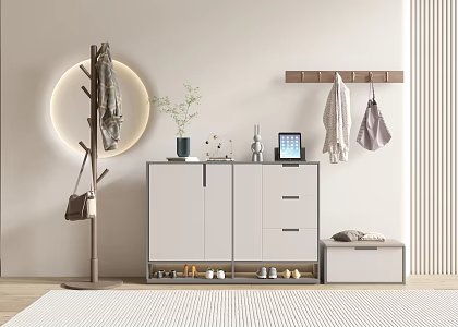 Modern Shoe Cabinet Shoe Cabinet Shoe Changing Stool 3d model