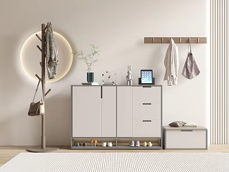 Modern Shoe Cabinet Shoe Cabinet Shoe Changing Stool 3d model