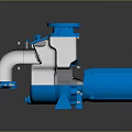 Blue Industrial Pump Equipment With Motor Housing And Base Structure
