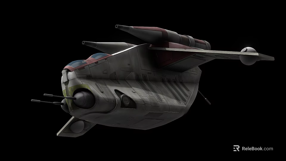 Futuristic Fighter Jet 3D Model With Gray Body Red Accents And Unique Wing Structure 3d model 