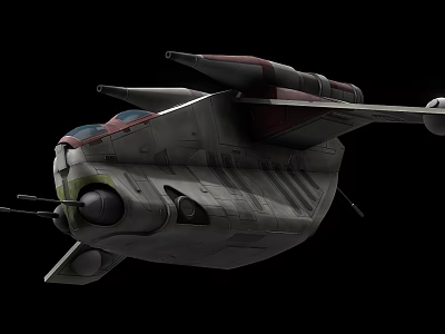 Futuristic Fighter Jet 3D Model With Gray Body Red Accents And Unique Wing Structure 3d model