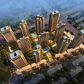 Aerial View Planning Of Urban Residential Area With High Rise Buildings Green Spaces And Roads
