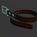 Polished Brown Leather Belt With Metal Buckle And Red Stitching Design