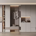 Modern Shoe Cabinet With Coat Rack Bench LED Lighting And Storage Compartments
