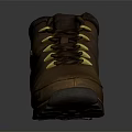 Brown Leather Outdoor Shoes With Yellow Lace Eyelets And Rugged Sole