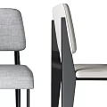 Modern Upholstered Leisure Chairs With Gray Fabric And Black Metal Legs