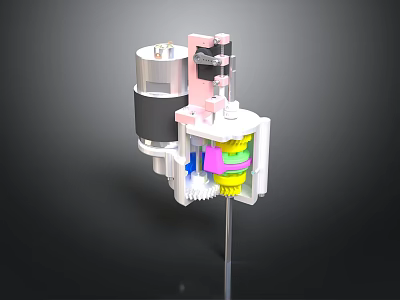 3D Model Mechanical Device Internal Structure With Motor Gears And Colored Components 3d model