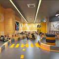 Indoor Amusement Park With Go Karts Colorful Interior And Track Design