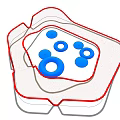 Colorful Playground Equipment With Red Frame And Blue Circles For Children Safe Play Area