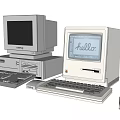 Two Vintage Retro Desktop Computers With CRT Monitors Keyboards And Mice