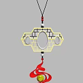 Traditional Style Openwork Pendant With Red Beads Yellow Frame And White Center
