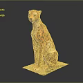 Artistic Cheetah Sculpture With Orange Yellow Body Black Spots Sitting On Square Base