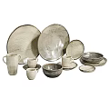 Rustic Ceramic Dinnerware Set With Plates Bowls Cups And Various Sizes 3d model