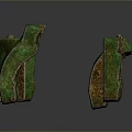 Green Textured Wooden Stone Decor Pieces With Unique Shapes And Rustic Brown Details