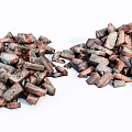 Weathered Red Bricks Stacked In Piles As Building Construction Material 3d model