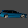 Blue JDM Sport Wagon With Black Rims And Modified Sporty Body Design