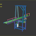 Blue Mechanical Conveyor Belt Device With Inclined Frame And Guardrails Structure
