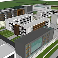 modern school building modern teaching building modern primary and secondary school 3d model