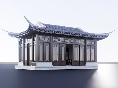 Chinese-style ancient building pavilion tea pavilion wooden house waterside pavilion porch pavilion 3d model