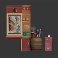 Vintage Store Corner With Tommy Bonnie Sign Red Cabinet Shelves Barrel And Boxes