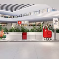 Zhuanzhuan Shopping Mall Counter In Bright Modern Mall With Red Thumbs Up And Green Plants
