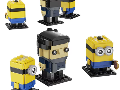 Fun Minion Building Blocks Featuring Various Poses And Detailed Collectible Figures 3d model